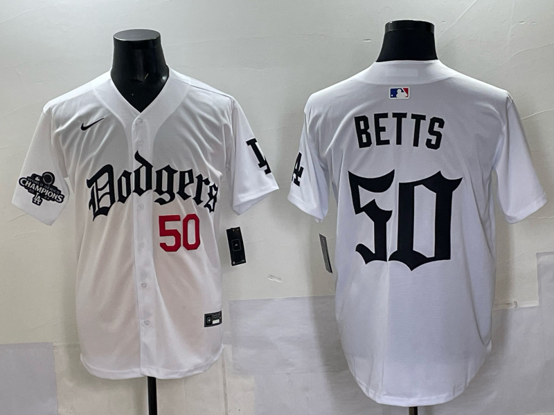 Men Los Angeles Dodgers 50 Betts white Nike 2025 MLB jersey 002
